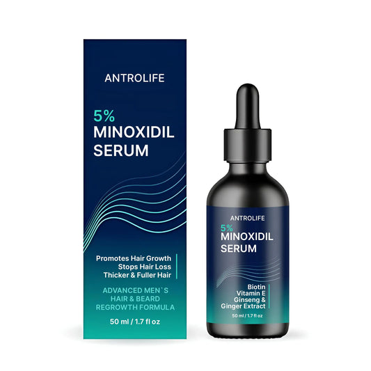Minoxidil for Men 5% - Hair & Beard Growth Kit + Vitamin E, Ginseng, Ginger Extract, Biotin Hair Growth Serum - Anti Hair Loss Regrowth Treatment,